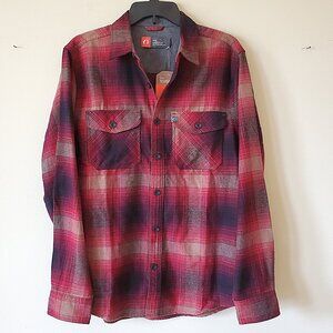 The American Outdoorsman Men's Burgundy Long Sleeve Double Pocket Flannel SZ M